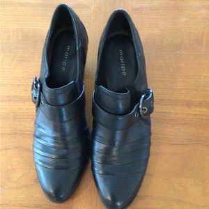 Marine Black Leather Slip-on Heeled Women’s Size 10 M